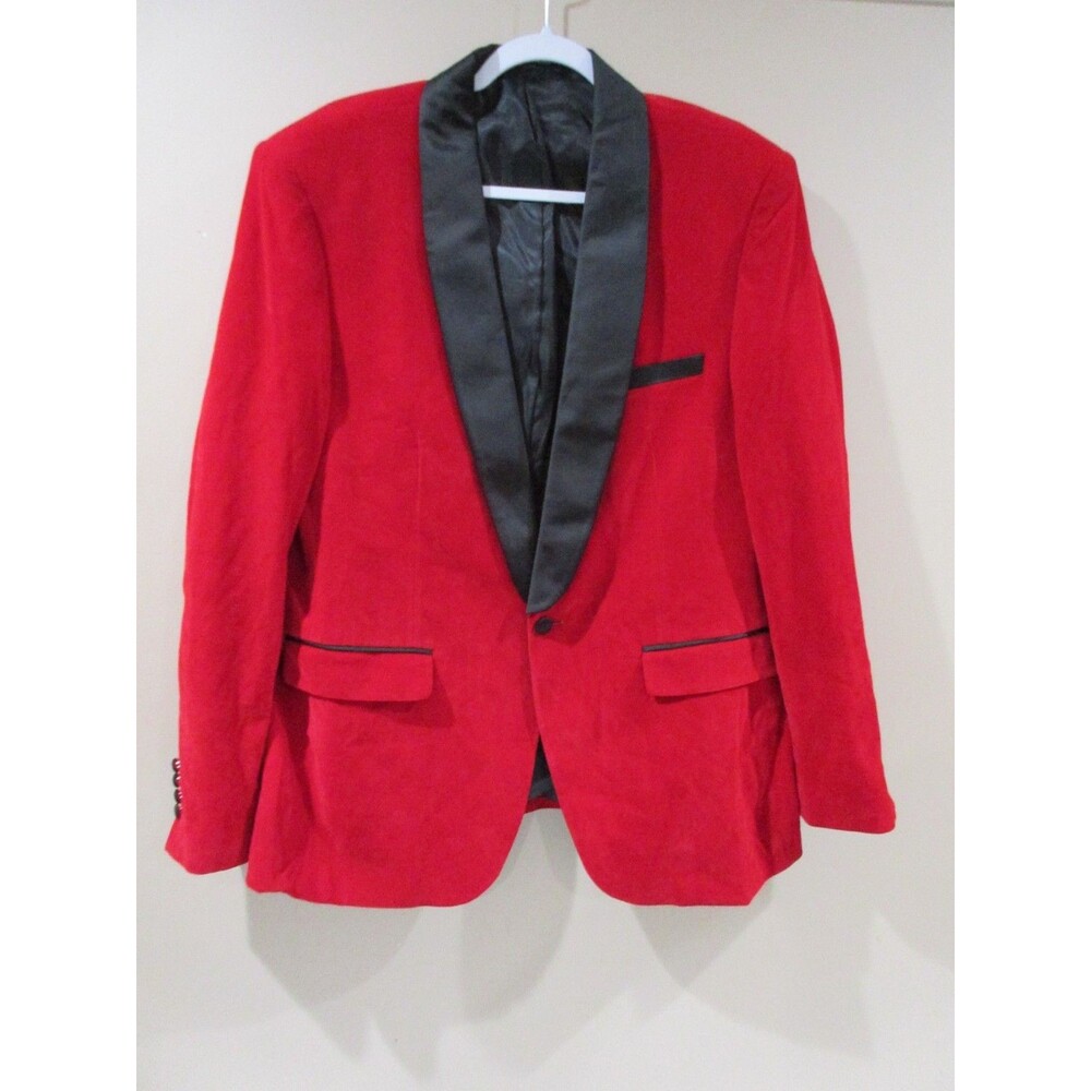 Kudoro Artno Tuxedo Red Velvet Jacket Men Lg Red/Black Standard Nylon/Polyester